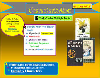 Preview of Indirect and Direct Characterization Task Cards- Complex Character Practice