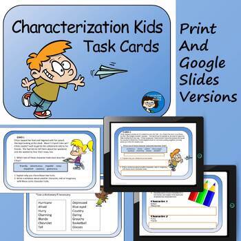 Preview of Characterization Task Cards and Google Slides