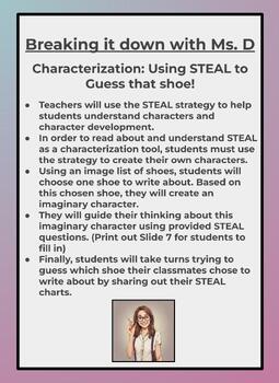 Preview of Characterization: Using STEAL & Shoes to Create & Guess an original character