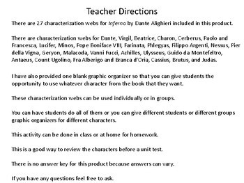 Characterization Webs for Dante s Inferno by Juggling ELA TPT