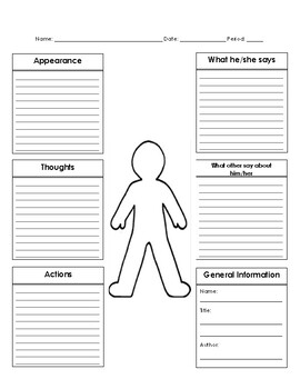 Characterization Worksheet - Generic by Desert Teaching and Learning
