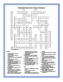 Preview of Characterization and Literary Elements Crossword Puzzle