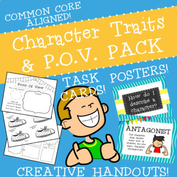 Preview of Characterization and Point of View Worksheets Task Cards, Posters, Anchor Charts