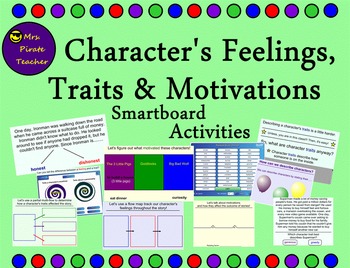 Preview of Character's Feelings, Traits, and Motivations Smartboard Lessons and Activities