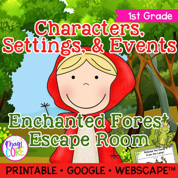 Preview of Enchanted Forest Characters, Setting, Events Plot Webscape Escape Room 1st Grade