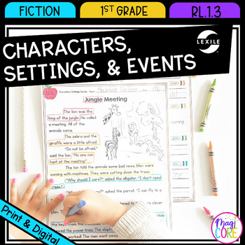 Preview of Characters, Settings, Events - Story Elements 1st Grade RL.1.3 Reading Passages