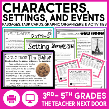 Preview of Characters, Settings, & Events Character Traits Story Elements Graphic Organizer