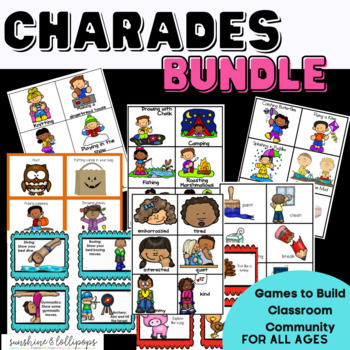 Preview of Charades Brain Breaks Classroom Management Vocabulary Building Games BUNDLE