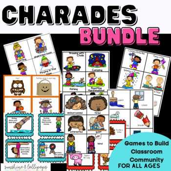 Preview of Charades Brain Breaks Classroom Management Games BUNDLE #SUNNYDEALS24