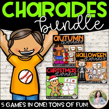 Preview of Charades & Other Games Bundle: Halloween, Autumn/Fall, Christmas