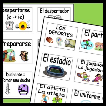 Charades Spanish Vocabulary Game / Sports, Prepositions, Daily Routine