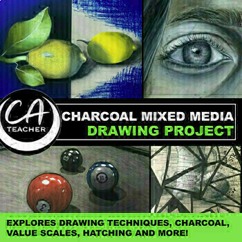Preview of Charcoal Drawing Project: Value, Shading Intro Lessons/ Unit High School art