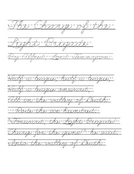 Preview of Charge of the Light Brigade Cursive Copywork Zaner Bloser Handwriting