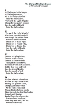Charge of the Light Brigade by Alfred Lord Tennyson-Lessons, Analysis