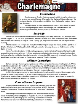 Preview of Charlemagne Worksheet