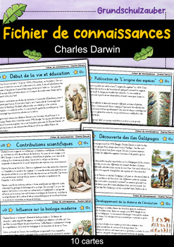 Preview of Charles Darwin - Fichier de connaissances - Personnages célèbres (français)