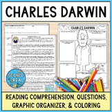 Charles Darwin Reading, Questions, Coloring, and Graphic O