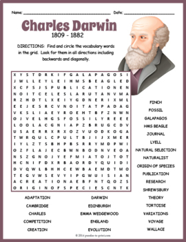 Charles Darwin Word Search Puzzle by Puzzles to Print | TpT