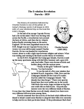 Preview of Charles Darwin and the Evolution Revolution  2 page literacy article w Questions