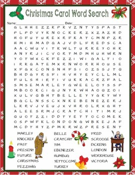 Charles Dickens "A Christmas Carol" Crossword Word Search Quiz Essay Activities