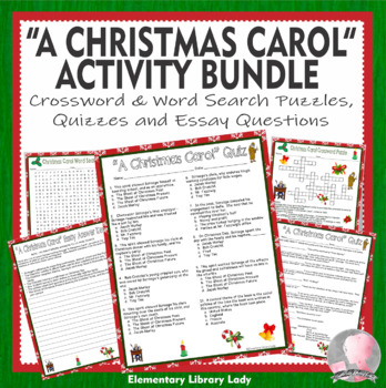 Charles Dickens "A Christmas Carol" Crossword Word Search Quiz Essay Activities