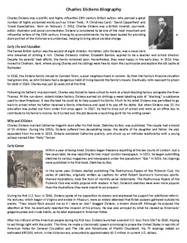 Preview of Charles Dickens Biography - Reading Comprehension Worksheet / Informational Text