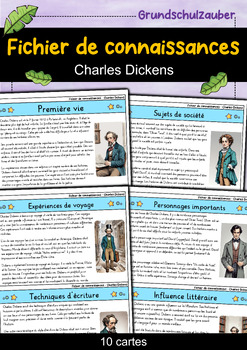 Preview of Charles Dickens - Fichier de connaissances - Personnages célèbres (français)
