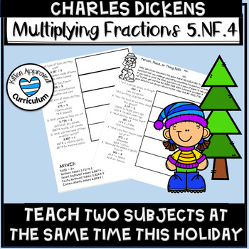 Preview of Charles Dickens Activity Multiply Fractions Math Enrichment Christmas 5th