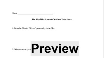 Preview of Charles Dickens-The Man Who Invented Christmas Video Notes