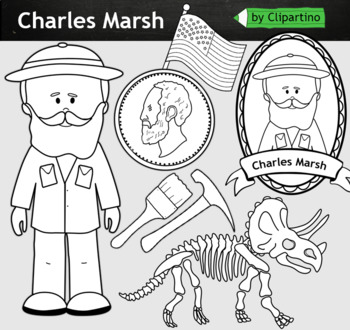 Preview of Charles Marsh clipart BW - inventors Clip Art