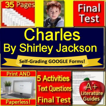 Preview of Charles TEST (SELF-GRADING), Activities, and Game: Shirley Jackson