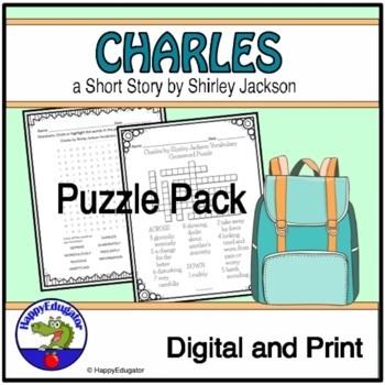 Preview of Charles by Shirley Jackson Word Search and Crossword Puzzles
