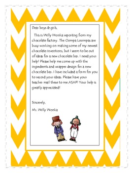 Charlie And The Chocolate Factory Writing Activity by Kindergarten Alley