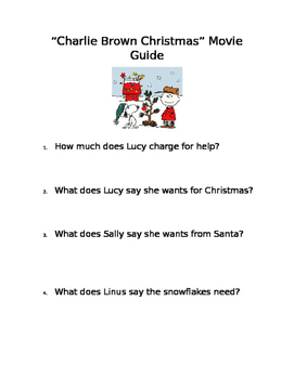 Preview of Charlie Brown Christmas Movie Questions & Answer Key