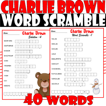 Charlie Brown Christmas Word Scramble puzzle , Charlie Brown Word Scramble