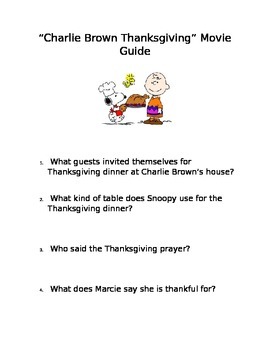 Preview of Charlie Brown Thanksgiving Movie Guide & Questions