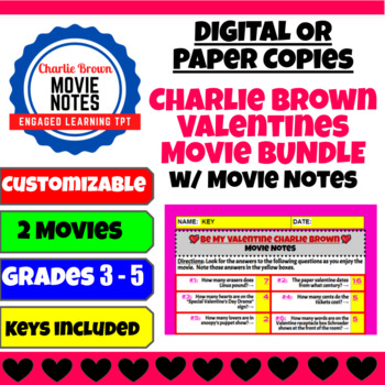 Preview of Charlie Brown Valentine's Movie Notes /Guide DIGITAL or PRINT VERSION / 2 Movies