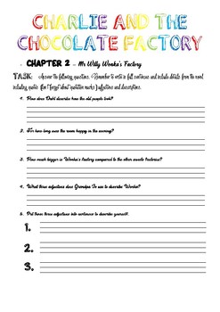 Charlie And The Chocolate Factory Chapter 2 Activity Tpt