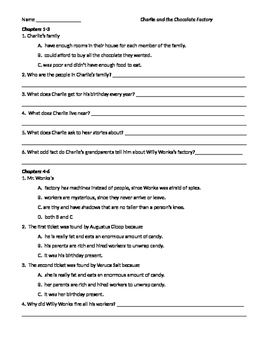 Charlie and the Chocolate Factory Comprehension Packet by Katie Keefer