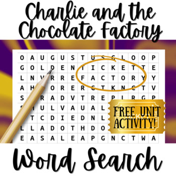 Preview of Charlie and the Chocolate Factory Novel Study FREE Activity!: Word Search