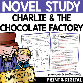 Preview of Charlie and the Chocolate Factory Novel Study Chapter Activities and Worksheets