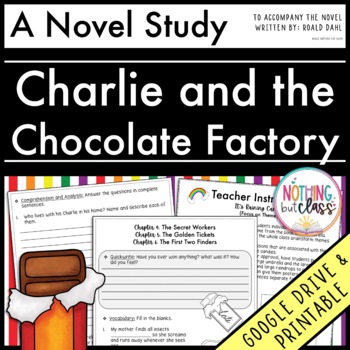 Preview of Charlie and the Chocolate Factory Novel Study Unit | Comprehension & Activities
