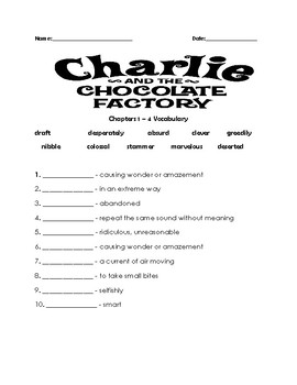 Charlie and the Chocolate Factory Vocabulary by Deven 