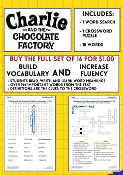 Charlie and the Chocolate Factory Vocabulary Word Search and Crossword #1