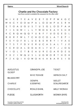 Charlie and the Chocolate Factory Word Search and Crossword Puzzle ...