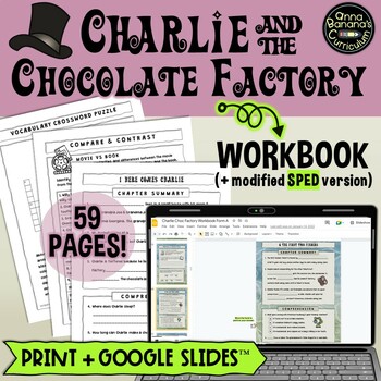 Preview of Charlie and the Chocolate Factory Workbook: Digital and Print Novel Study