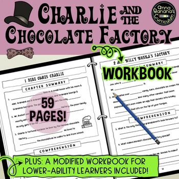 Preview of Charlie and the Chocolate Factory Workbook: PRINT Novel Study