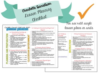 Preview of Charlotte Danielson Lesson Planning Checklist