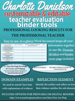 Preview of Charlotte Danielson Teacher Evaluation (APPR) Editable At-A-Glance Documentation