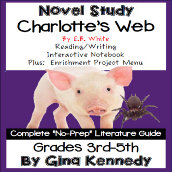 Preview of Charlotte's Web Novel Study & Project Menu; Plus Digital Option